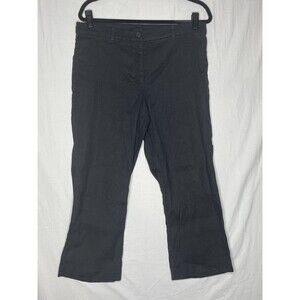 J Jill Linen Stretch Black Pants Ankle Size 12 100% Linen Lagenlook